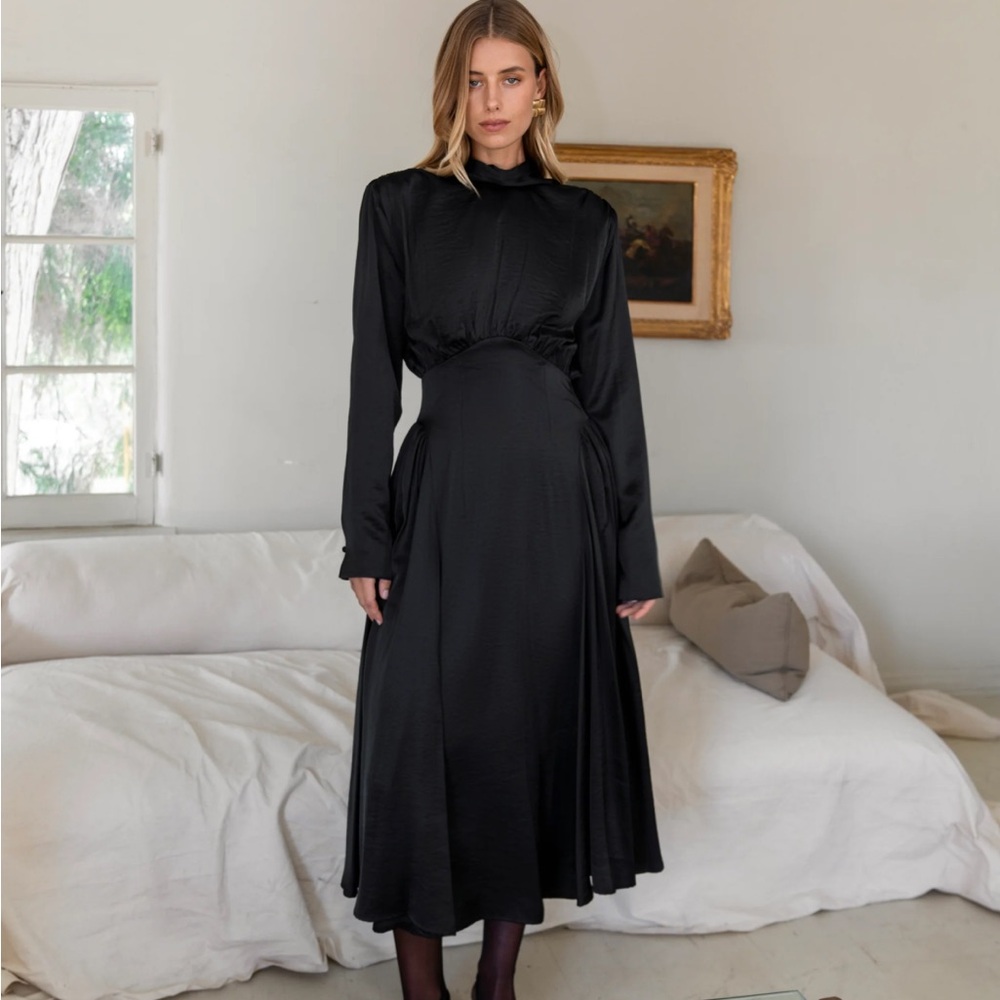 Nina High Neck Dress, Black I The Bekk